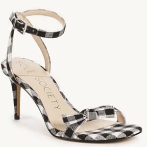 Sole Society Avrilie gingham knot strappy heels